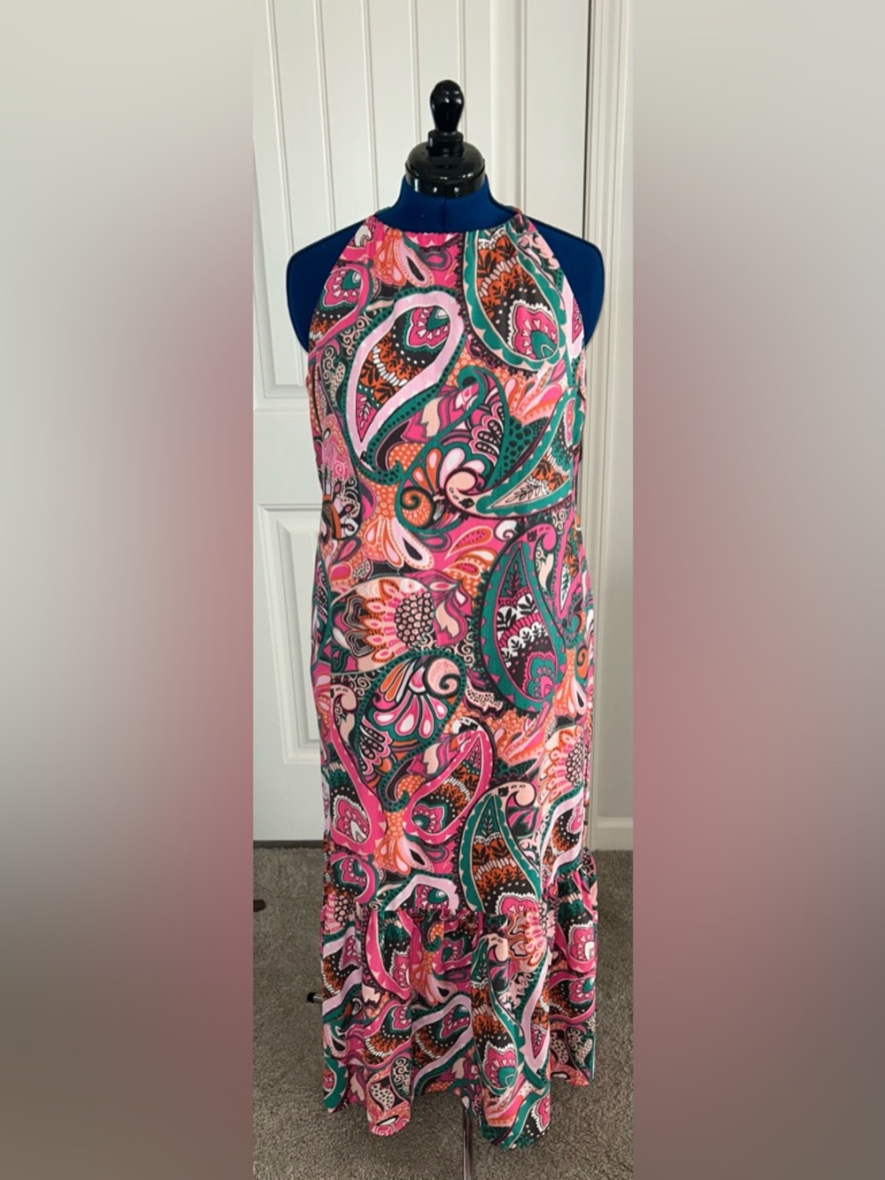 INC International Concepts Pink & Teal Paisley Sleeveless Dress